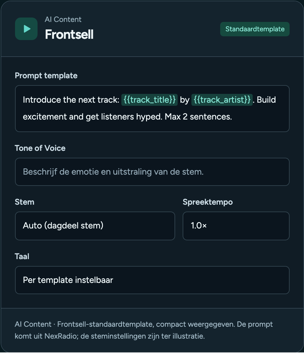 AI-stemtemplate — AI Content / Frontsell
